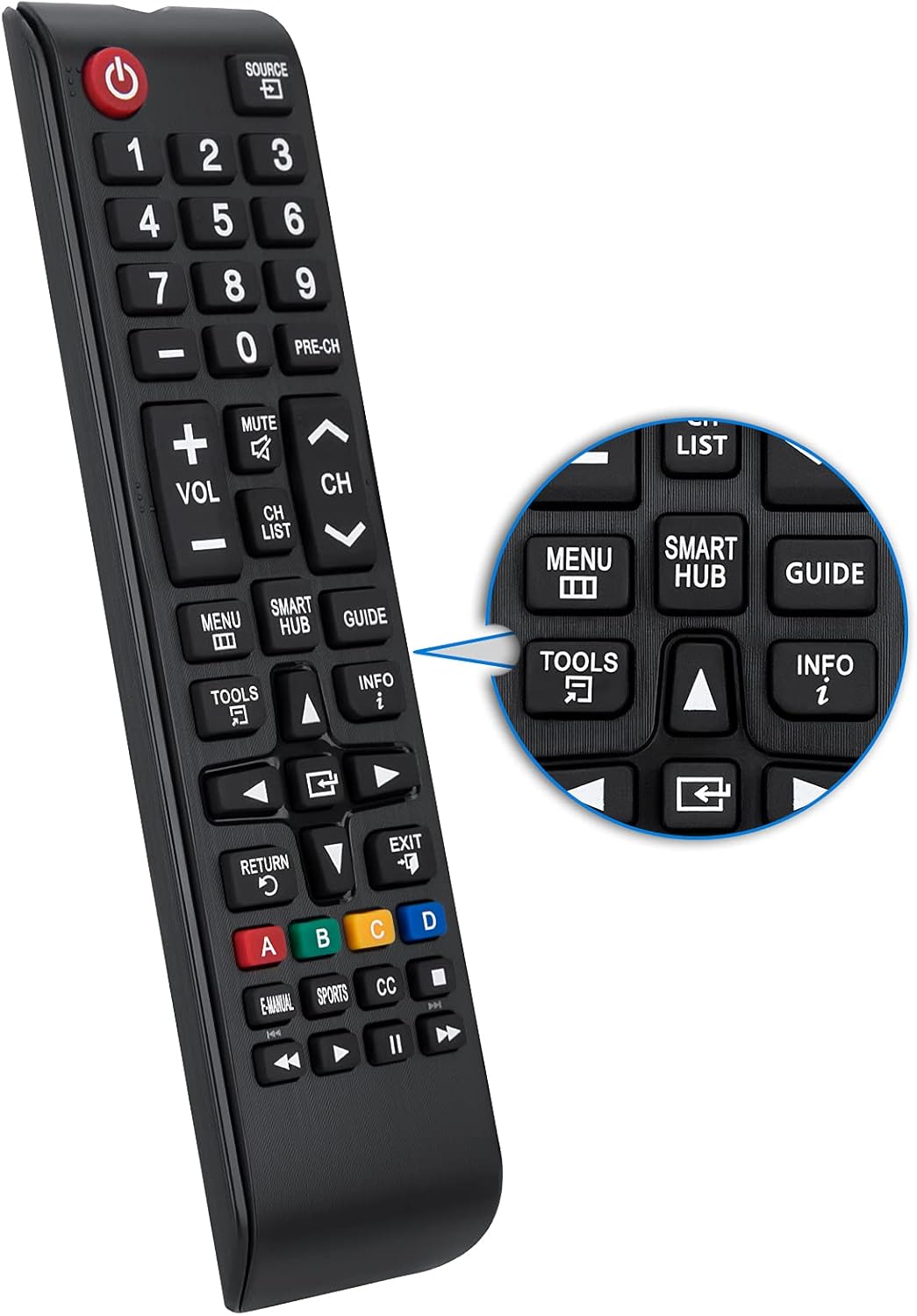 Angrox Replacement Remote for Samsung LCD LED HDTV 3D Smart TVs