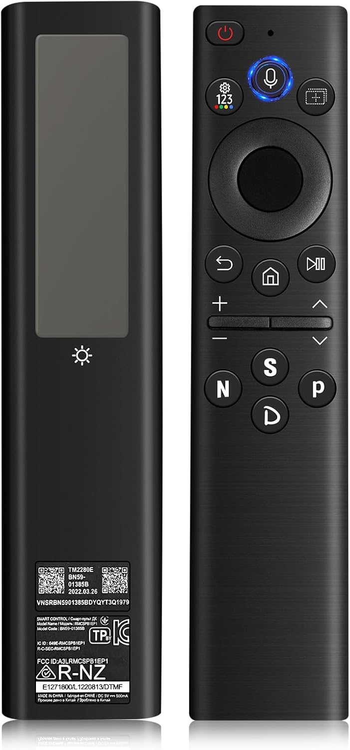 Rechargeable Solar Replacement Remote for Samsung TVs 4K 8K Neo QLED Crystal UHD Series BN59-01385A