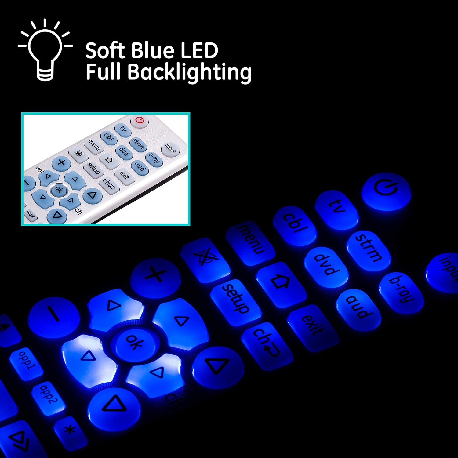 GE 6-Device Backlit Universal Remote Control for Smart TVs and Streaming Players Silver - Image 5