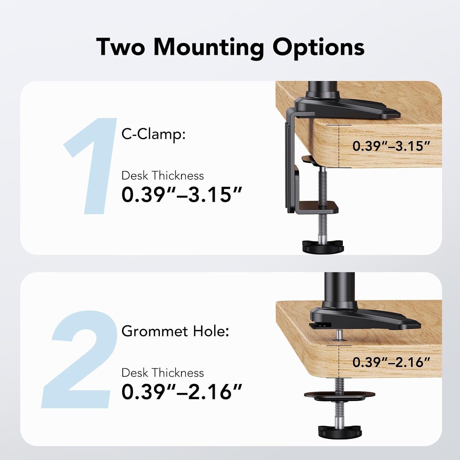 HUANUO Dual Monitor Laptop Mount for 32" Monitor 17" Laptop VESA 75/100mm - Image 6