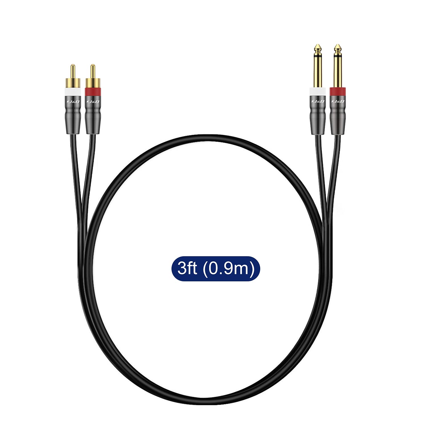 J&D Heavy Duty 3ft Dual 1/4 inch TS to Dual RCA Stereo Audio Interconnect Cable - Image 7