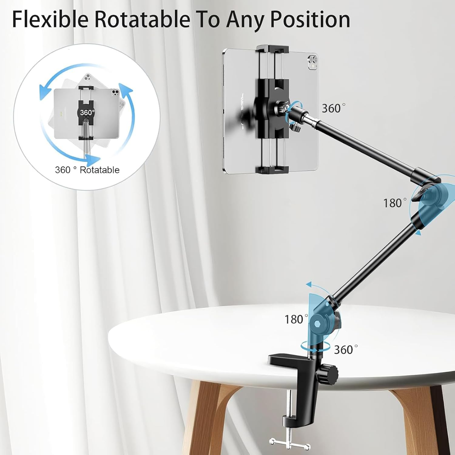 Adjustable 27-inch Tablet Phone Mount Holder for 4.7-12.9 inch Devices, iPad, iPhone, Galaxy Tab - Image 4