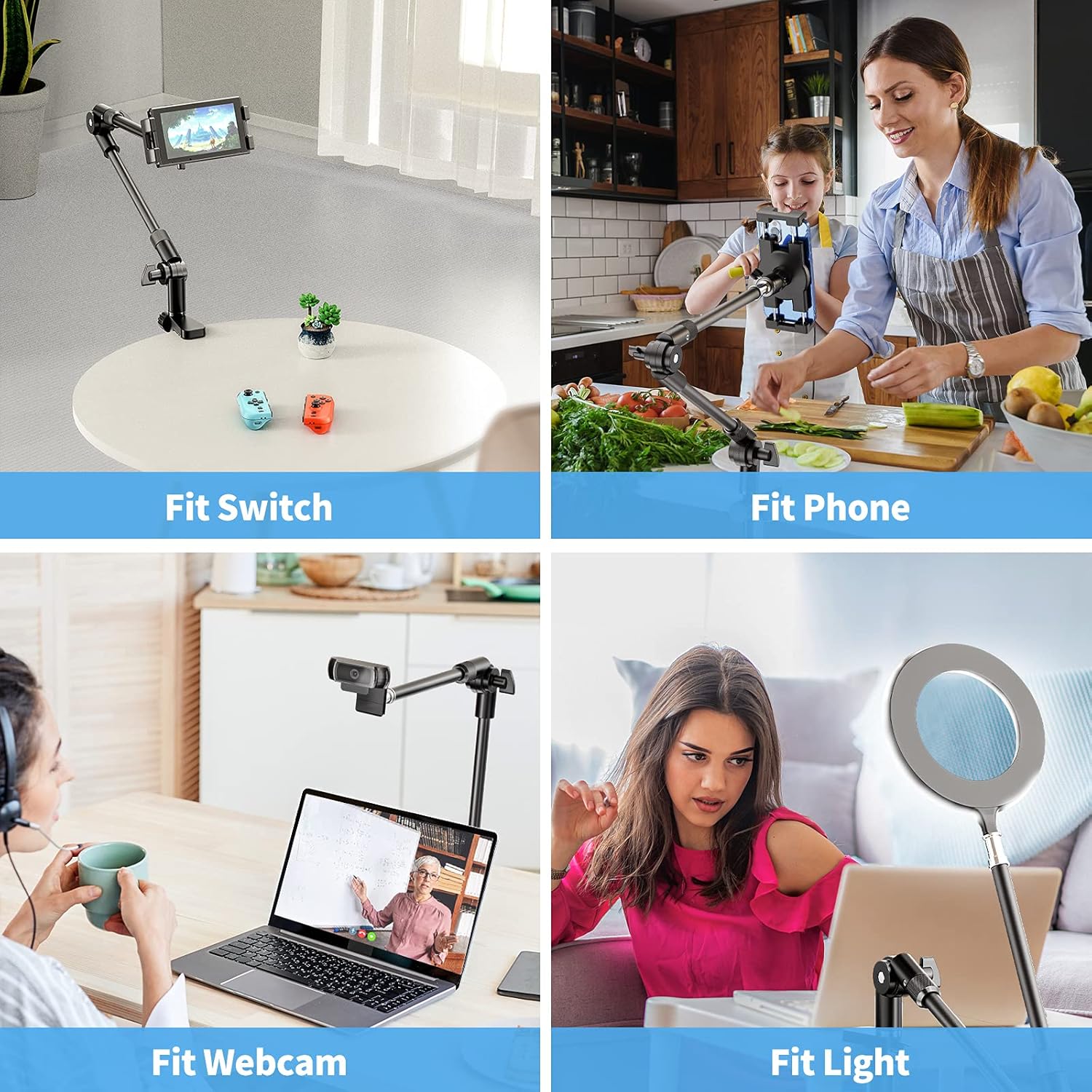 Adjustable 27-inch Tablet Phone Mount Holder for 4.7-12.9 inch Devices, iPad, iPhone, Galaxy Tab - Image 3