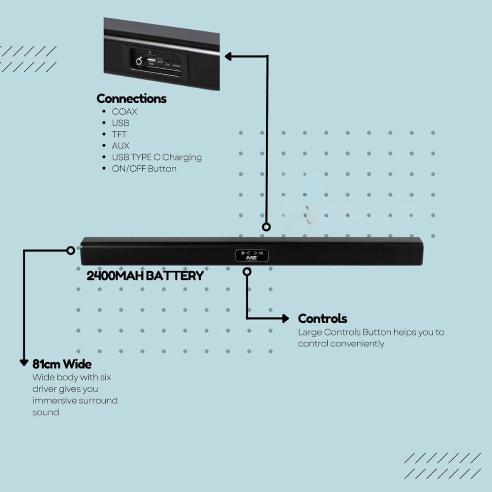 Lambent 15 Year Warranty 5.1 Channel Bluetooth Home Theater Soundbar System - Image 4