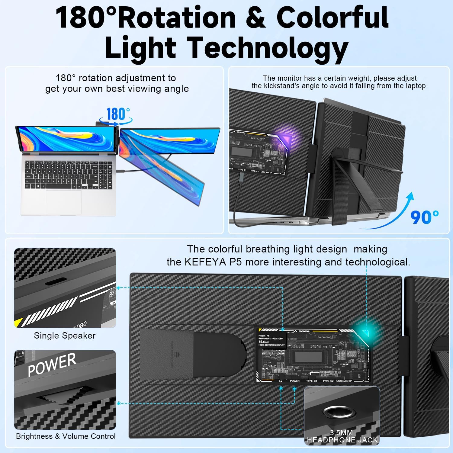 15.6 Inch FHD 1080P IPS Detachable Laptop Screen Extender for Laptops 13-17.3" - Image 5