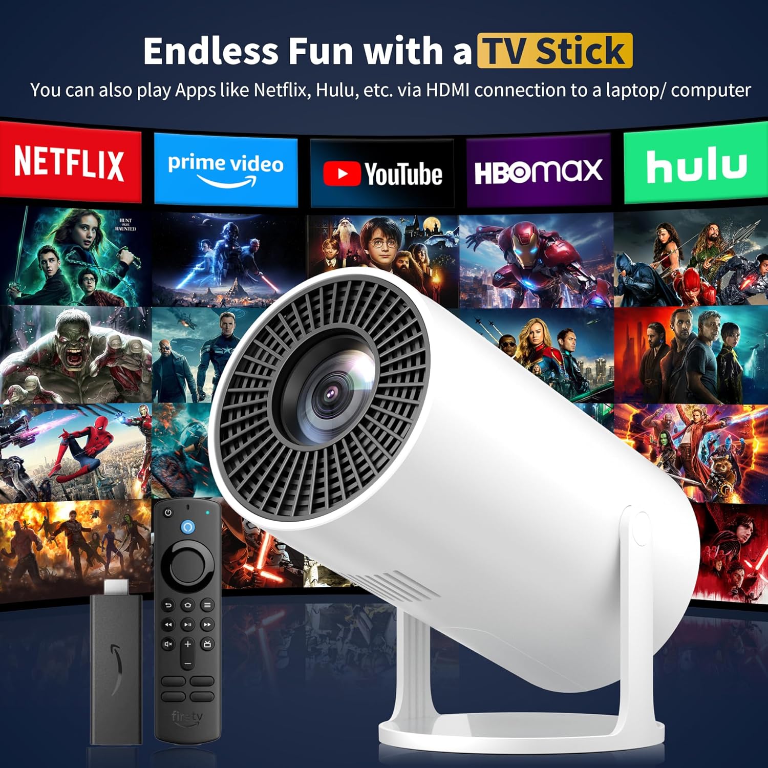 Portable Mini Projector 4K Support Full HD 1080P with 270° Rotatable Stand for Movies - Image 3