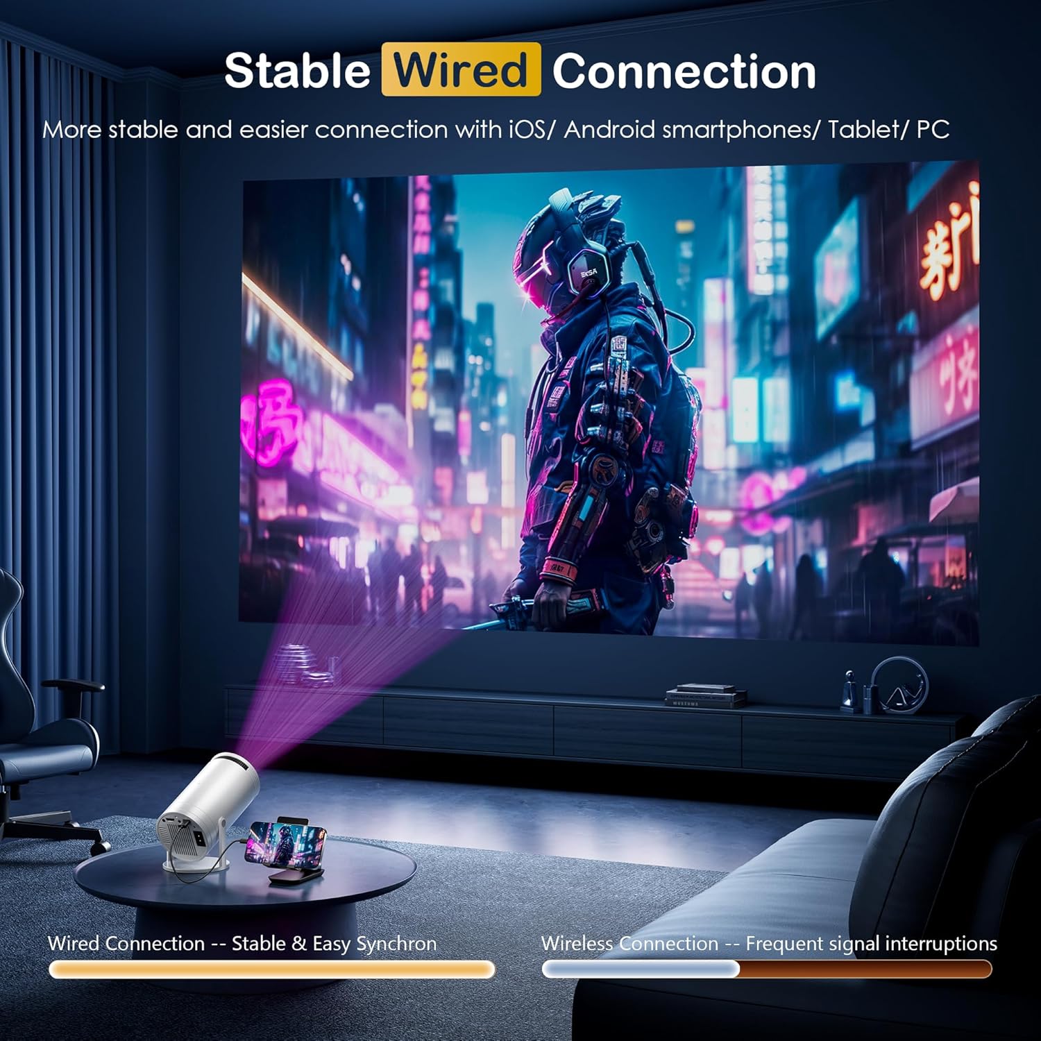 Portable Mini Projector 4K Support Full HD 1080P with 270° Rotatable Stand for Movies - Image 8