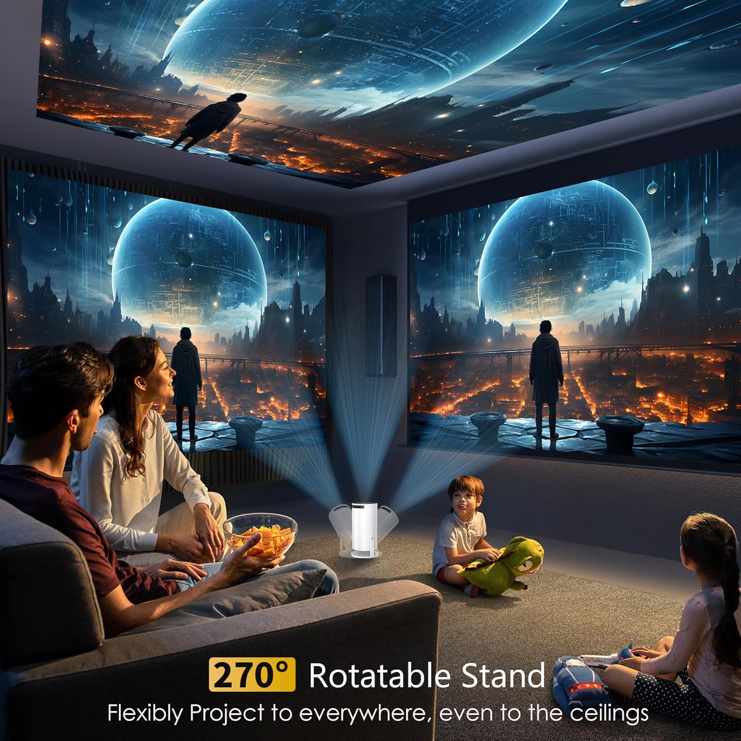 Portable Mini Projector 4K Support Full HD 1080P with 270° Rotatable Stand for Movies - Image 5