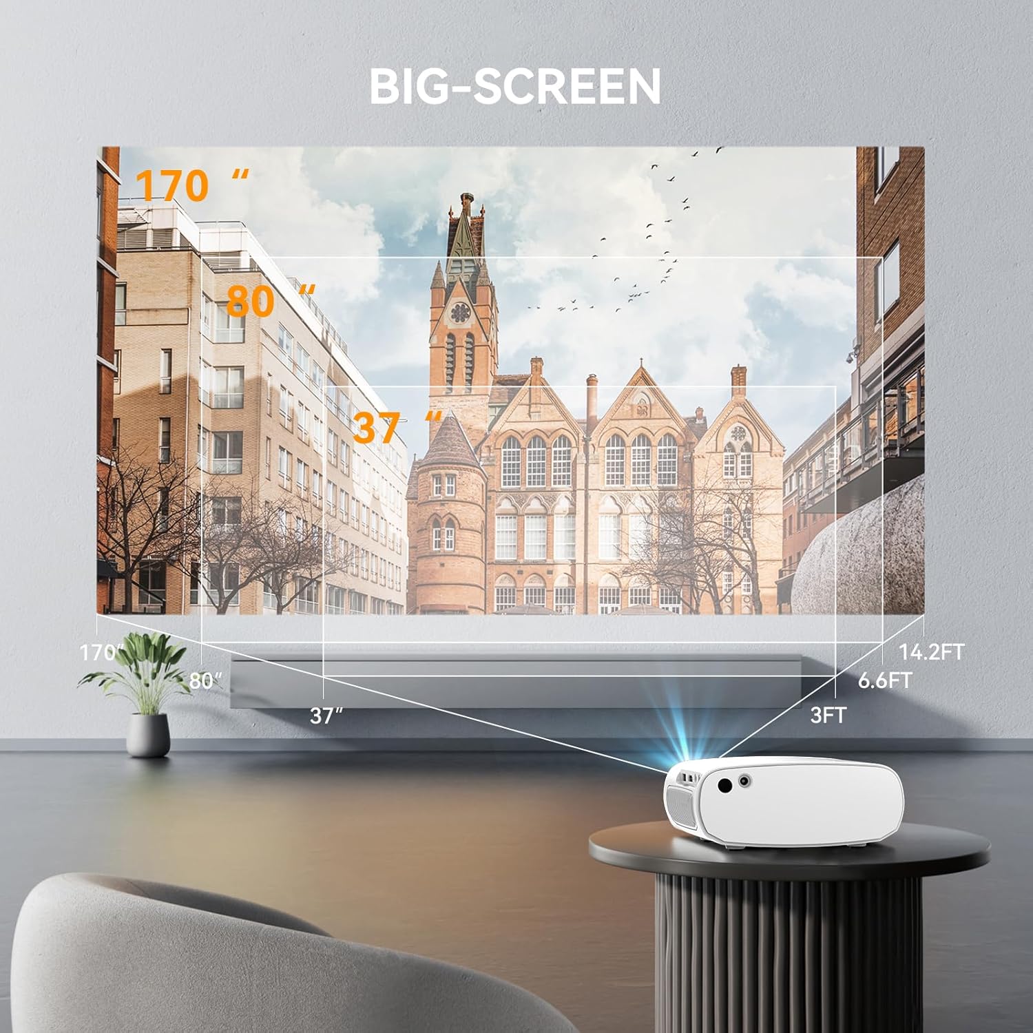 Portable Wifi Bluetooth Mini Projector Outdoor 1080P Full HD Movie Compatible with Phone and HDMI - Image 5