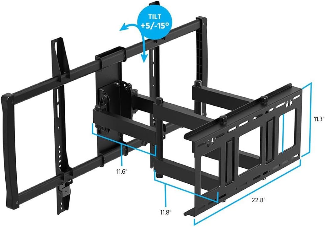 Monoprice Stable Series Full-Motion Articulating TV Wall Mount 60-100 inch, 176 lb Max, Black, UL Certified - Image 5