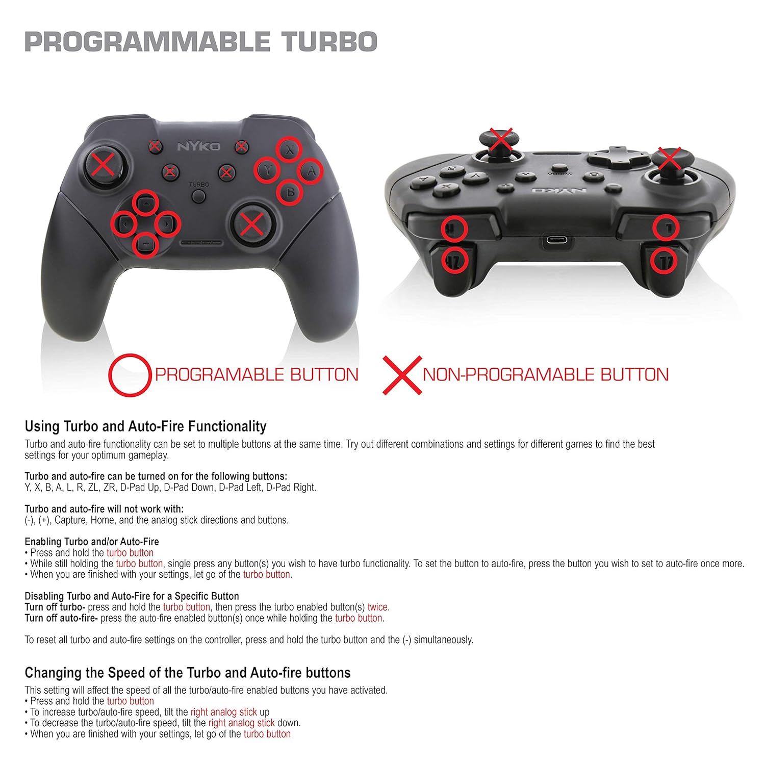 Nyko Wireless Core Controller for Nintendo Switch - Black, Ergonomic Design, Turbo Functionality, Type-C Charging - Image 2