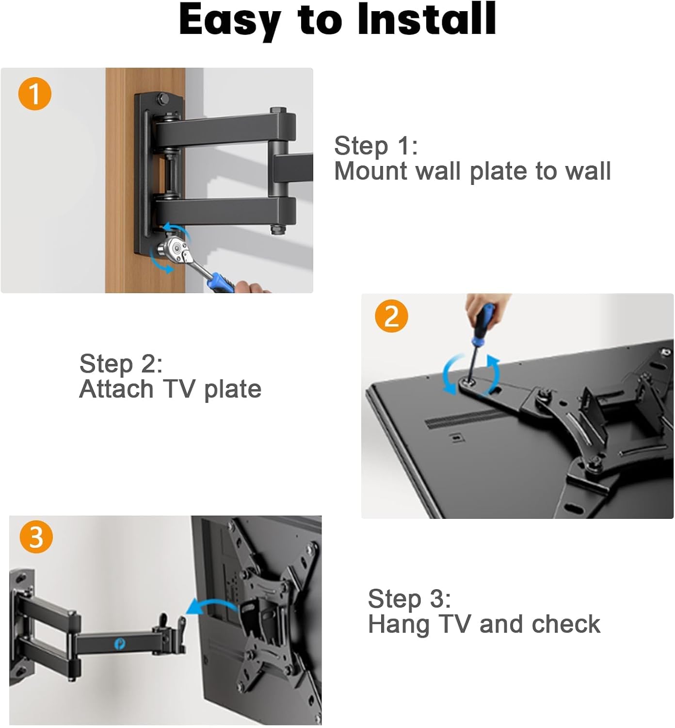 OSAGIE 14-55 Inch Full Motion Swivel Articulating Arm TV Wall Mount Bracket for Flat Curved Smart TVs Up to 55 lbs Max VESA 400x400mm - Image 6