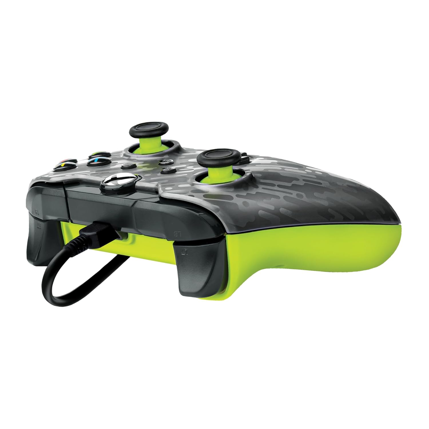 PDP Wired Xbox Controller Electric Carbon Grey/Yellow Mappable Buttons 8ft Cable 3.5mm Jack - Image 6