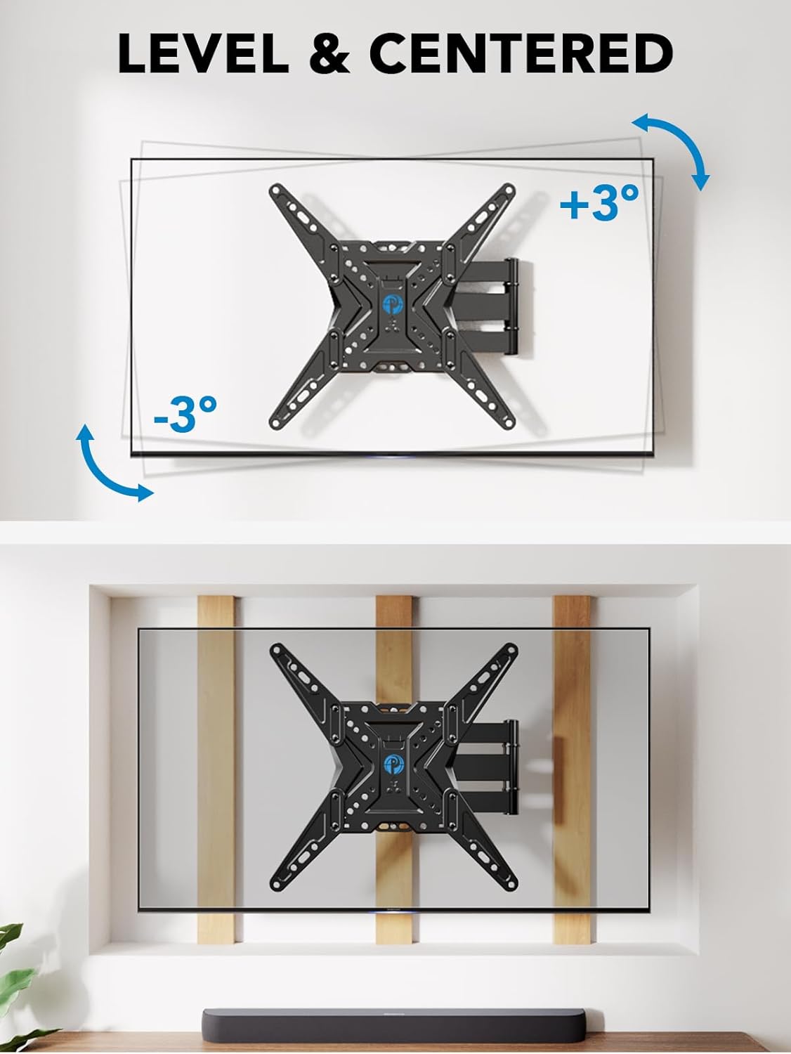 Pipishell Full Motion Articulating TV Wall Mount for 26-60 Inch TVs, Single Stud, Swivel Tilt Extension, 77 lbs Capacity, Max VESA 400x400mm - Image 4