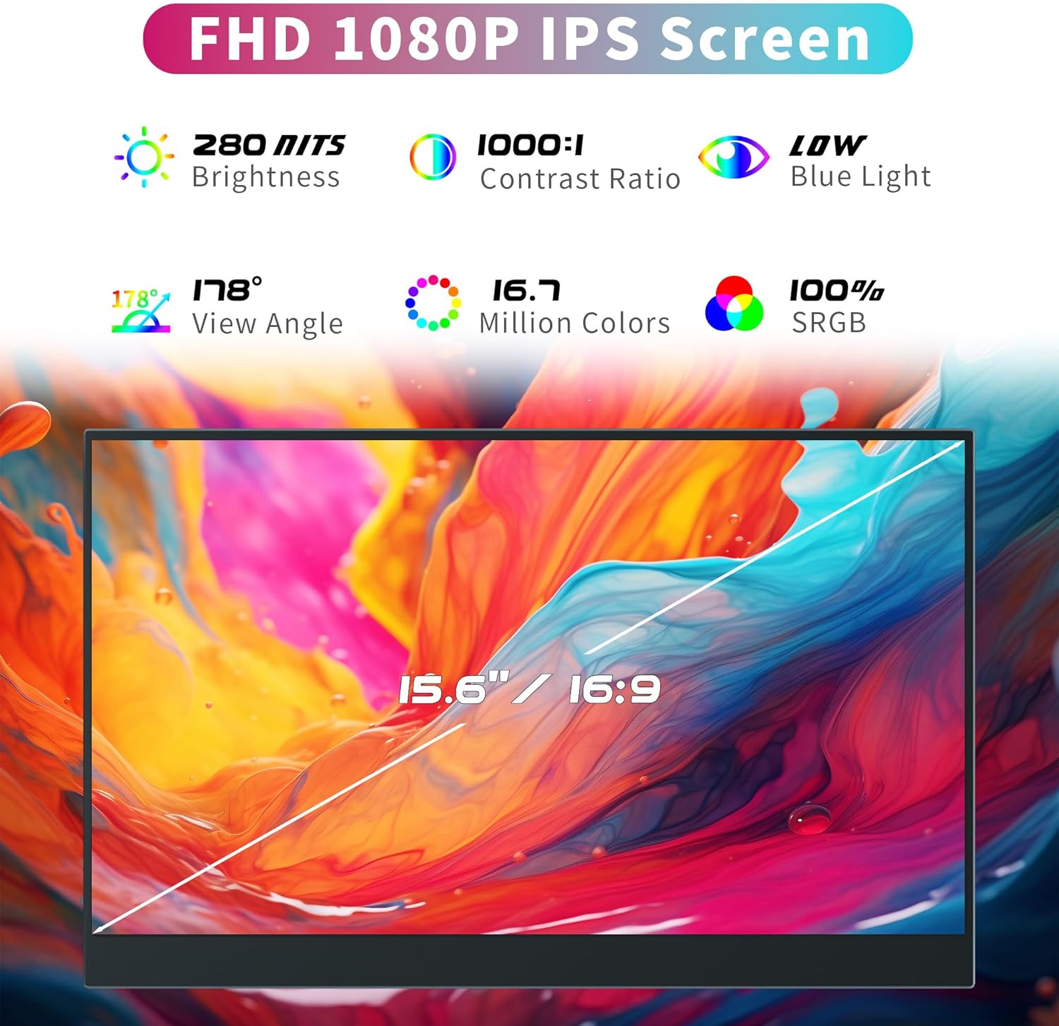 15.6 Inch FHD Portable Monitor Second Screen Extender for Laptops Computers and Gaming - Image 2