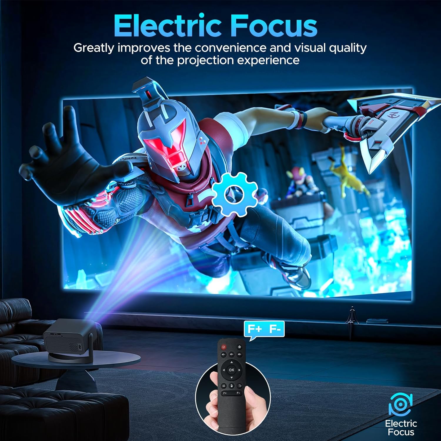 Portable WiFi Bluetooth 4K Movie Projector 1080P HD Electric Focus Auto Keystone Adjustable Stand - Image 4