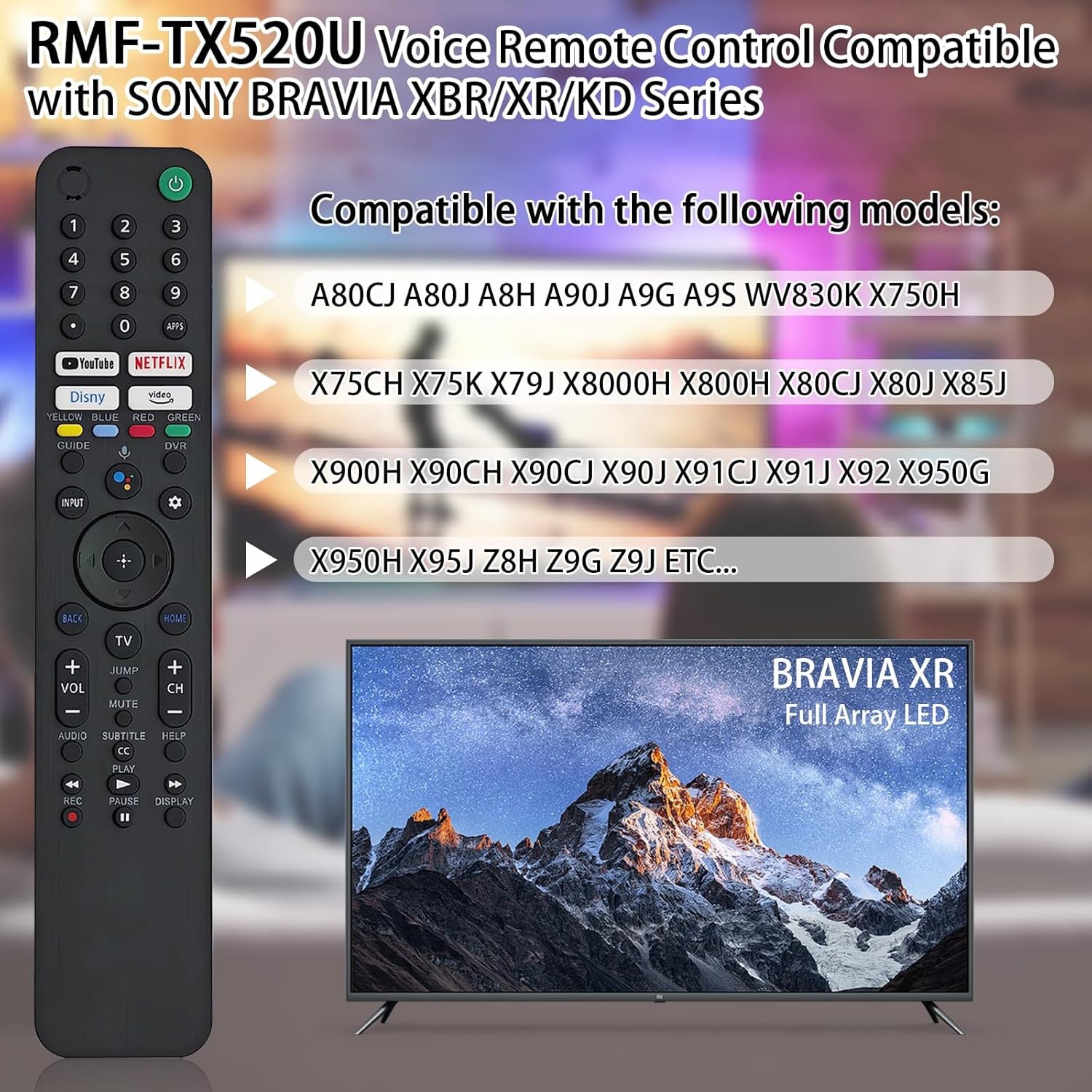 RMF-TX520U New Voice Remote Control for Sony 2023 2024 TVs with Hot Keys - Image 2