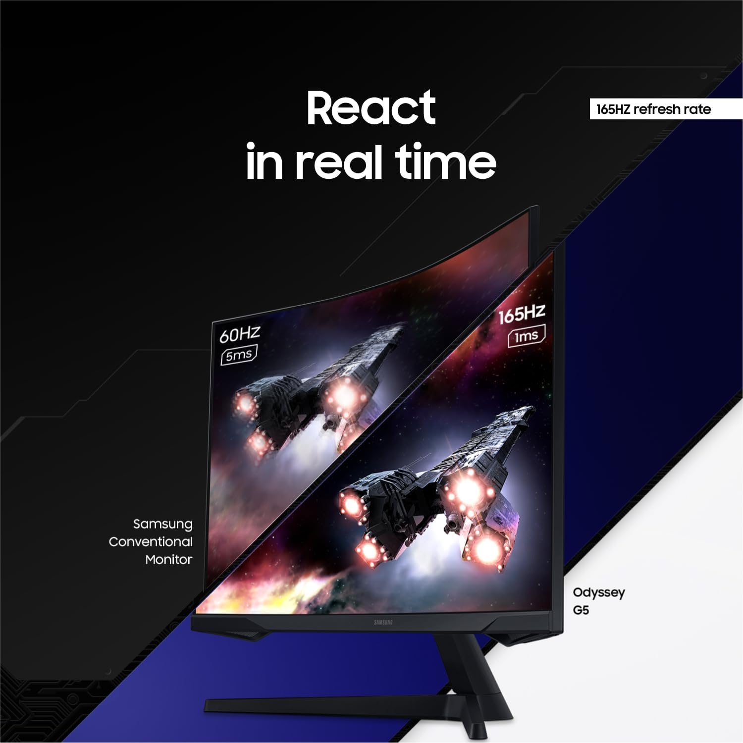 SAMSUNG 32 Inch Odyssey G55C QHD 1000R Curved Gaming Monitor 165Hz 1ms MPRT HDR10 - Image 4