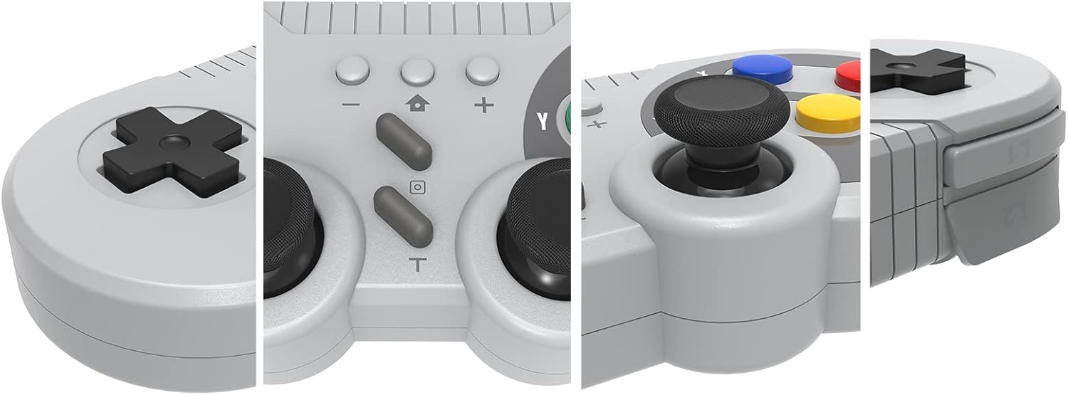 SNES Style Wireless Controller for Switch OLED PC Gray Classic Retro Gaming with Motion Vibration Turbo - Image 6