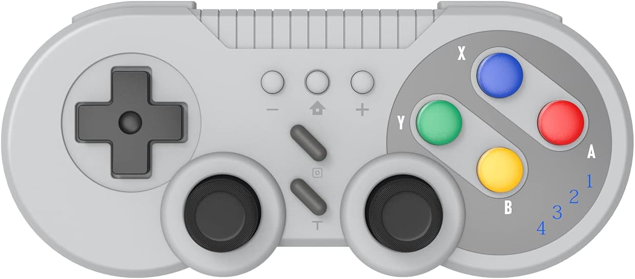 SNES Style Wireless Controller for Switch OLED PC Gray Classic Retro Gaming with Motion Vibration Turbo - Image 2