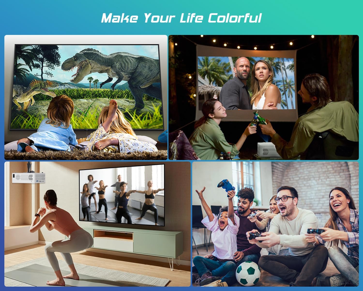 TMY WiFi Bluetooth Native 1080P Projector with 100" Screen, 4K Supported, Portable for Indoor/Outdoor - Image 8