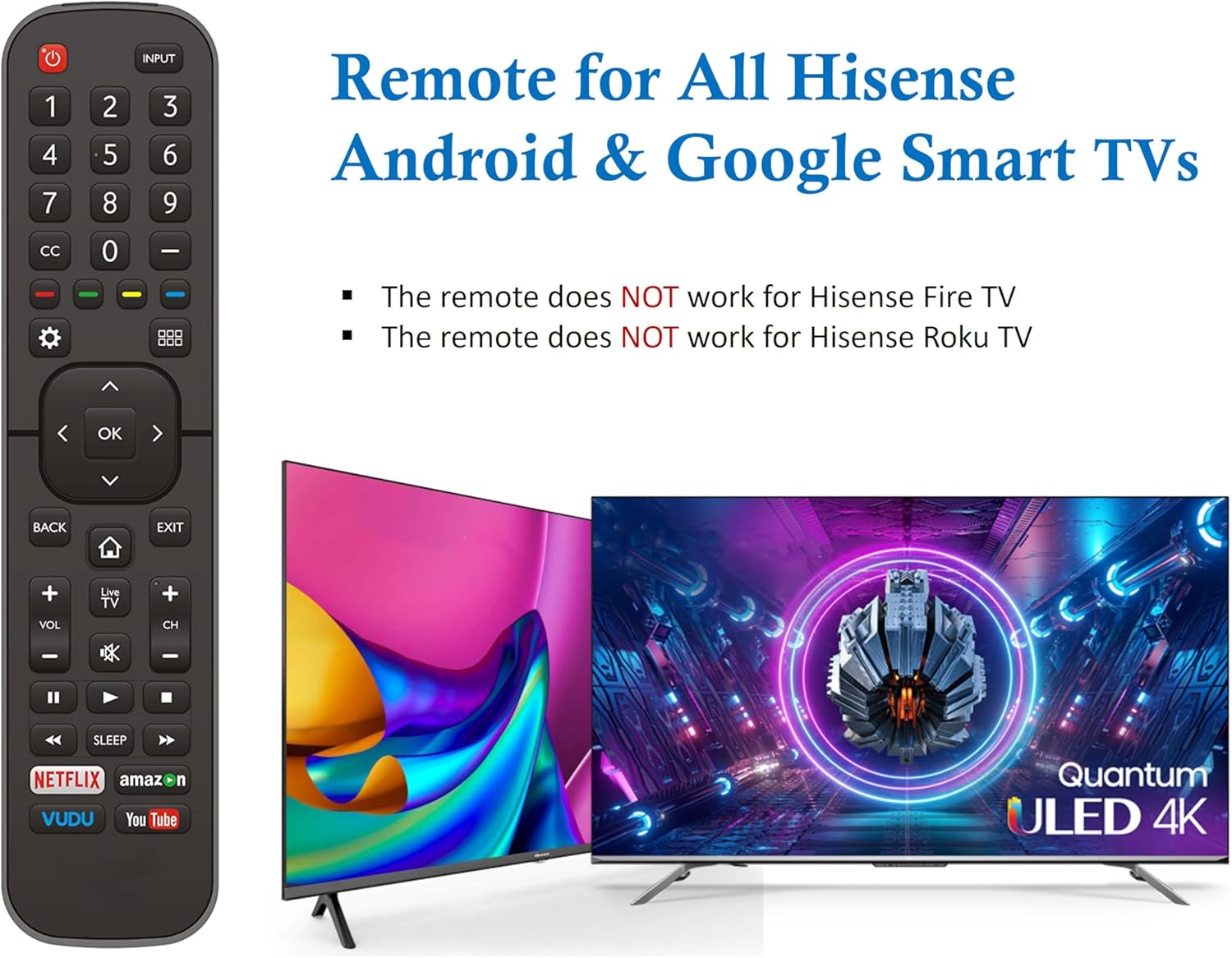 Hisense TV Remote Universal Replacement for 4K LED HD UHD Smart Models - Image 3