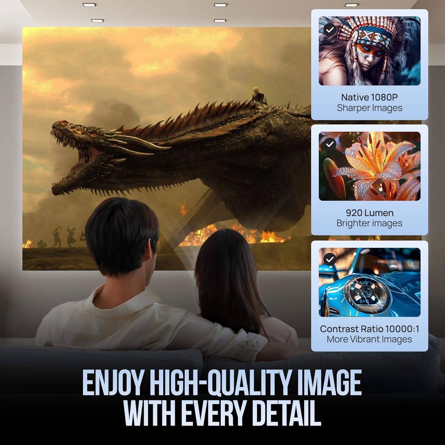 Mini Portable Smart Projector WiFi 6 Bluetooth 4K HD 1080P Outdoor Home Theater 180° Rotatable - Image 7