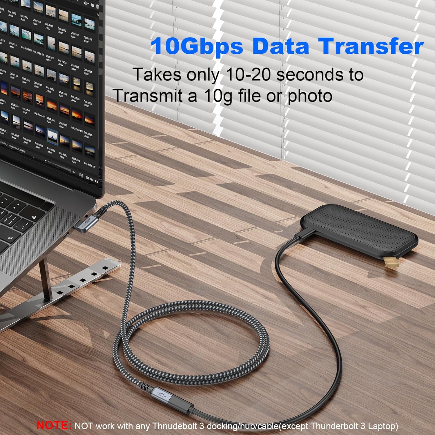 10Gbps 3ft USB C Extension Cable Right Angle 90 Degree 100W PD Charging 4K Video - Image 5