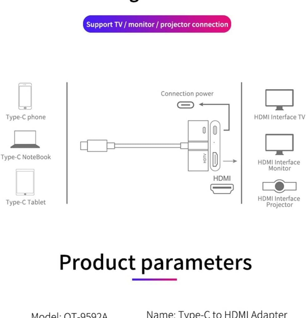 USB-C to 4K HDMI Adapter with PD Charging for Samsung Galaxy Tab S7/S8/S9 Plus 12.4" - Image 3