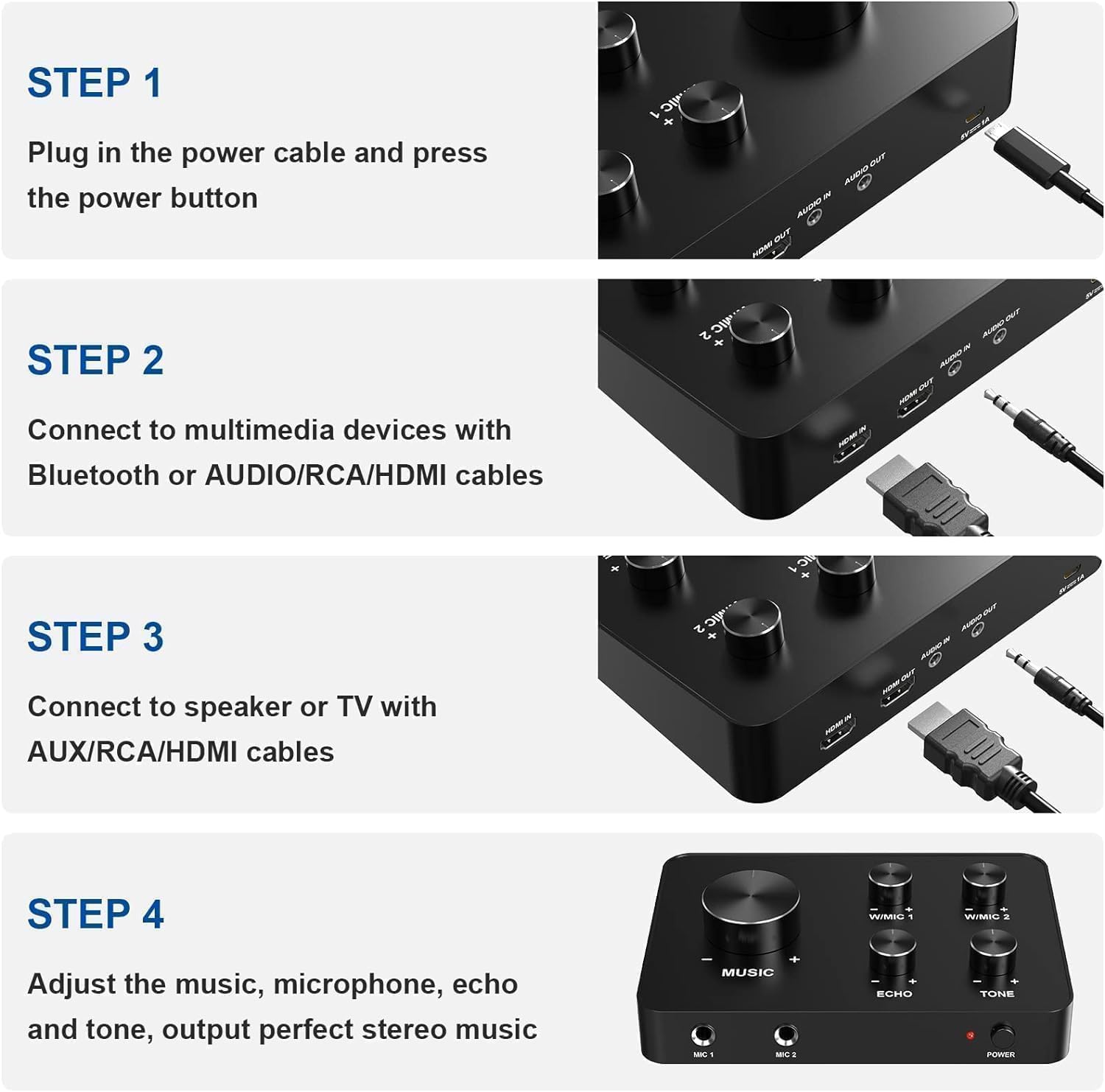 HDMI Wireless Karaoke Mixer System with Dual Handheld Microphones for Smart TV PC Speaker Amplifier - Image 5
