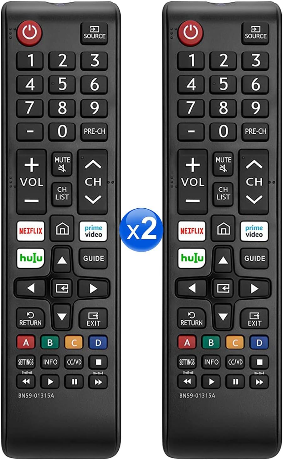 2 Pack New Universal Samsung TV Remote Replacement for Smart LED LCD HDTV QLED 4K 3D Series TVs Easy Setup