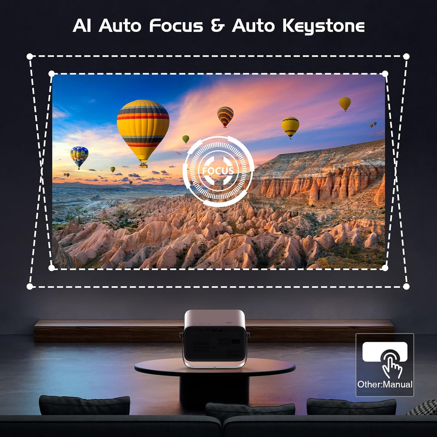 Portable 4K WiFi Bluetooth Movie Projector 200 ANSI with Auto Focus Keystone 360° Rotation - Image 4