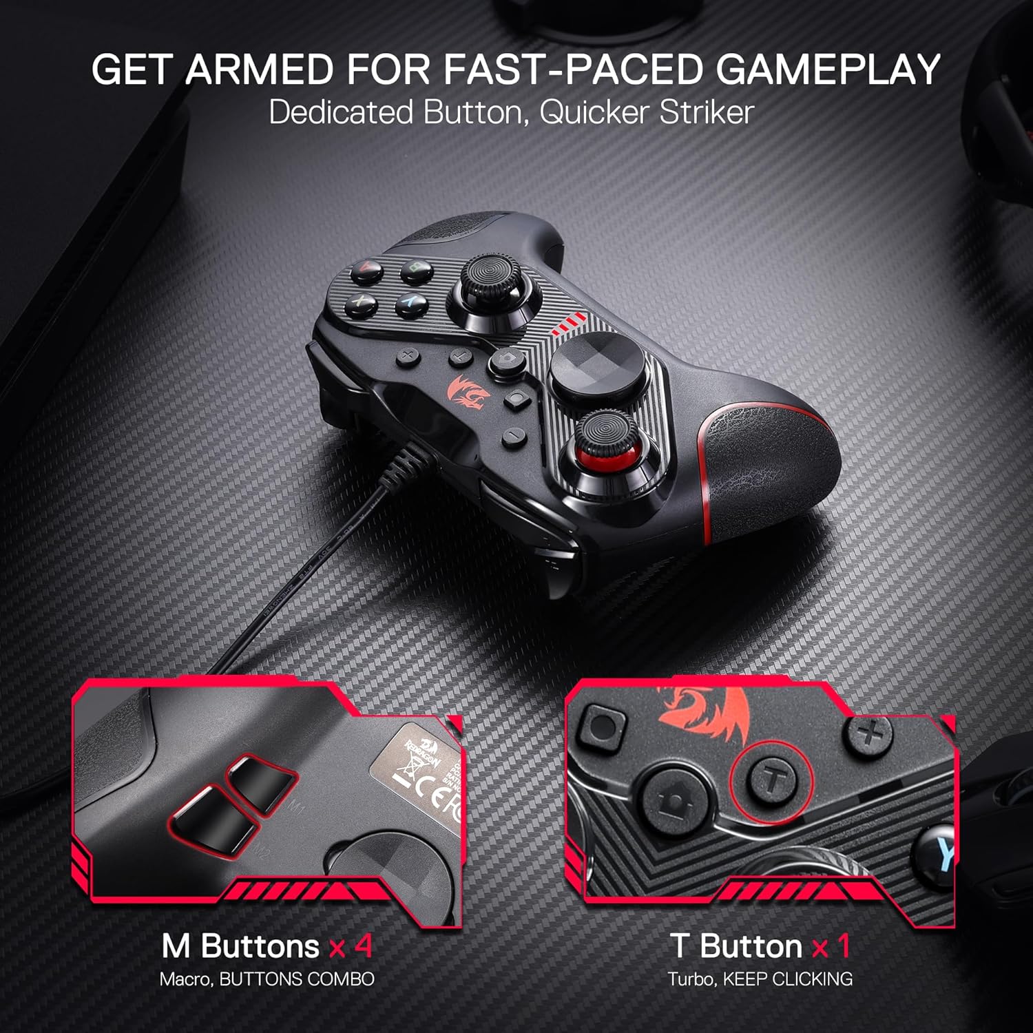 Redragon G710 Wired Gaming Controller for PC Android NS Dual Vibration Programmable Keys - Image 2
