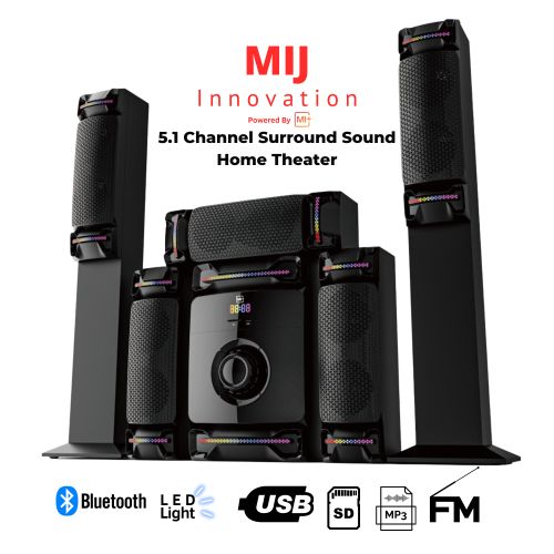 5.1 Channel Home Theater System with 10 Inch Subwoofer Bluetooth 5 Speakers and Remote for Immersive Audio